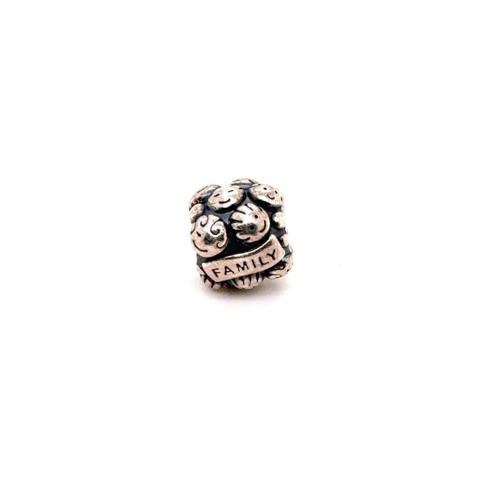 Pandora Family Ties Charm Sterling Silver Oxidized Faces Bead 790396 Retired